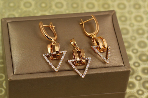 Набор Xuping Jewelry Треугольник стиля золотистый