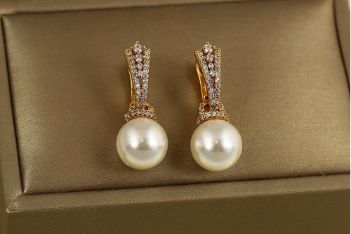 Сережки підвіски Xuping Jewelry Перлина бажань 2,5 см золотисті