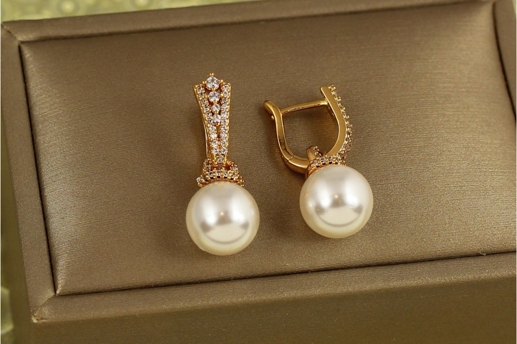 Сережки підвіски Xuping Jewelry Перлина бажань 2,5 см золотисті