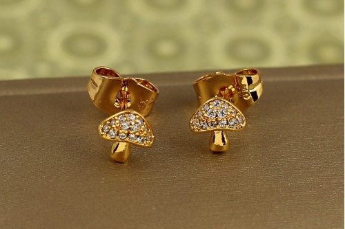 Серьги гвоздики Xuping Jewelry Грибочки 7 мм золотистые