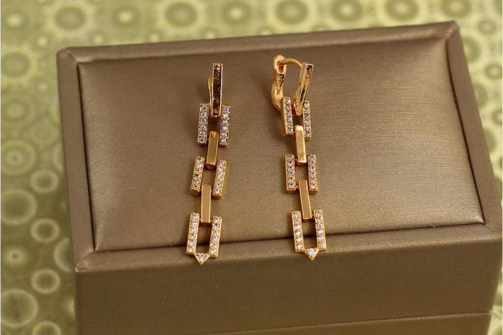 Сережки підвіски Xuping Jewelry квадратне сяйво 3,8 см золотисті
