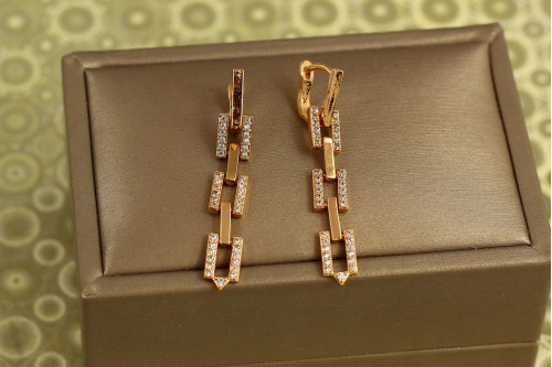 Сережки підвіски Xuping Jewelry квадратне сяйво 3,8 см золотисті