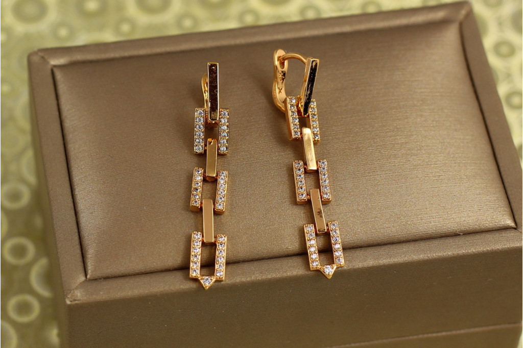 Сережки підвіски Xuping Jewelry квадратне сяйво 3,8 см золотисті