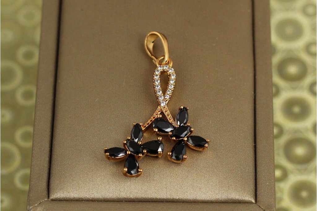 Кулон Xuping Jewelry Вихор бажань із чорним каменем 3 см золотистий