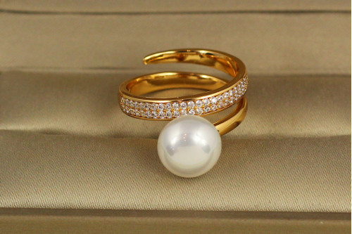 Кільце Xuping Jewelry Перлова спіраль розсувне р 18 золотисте
