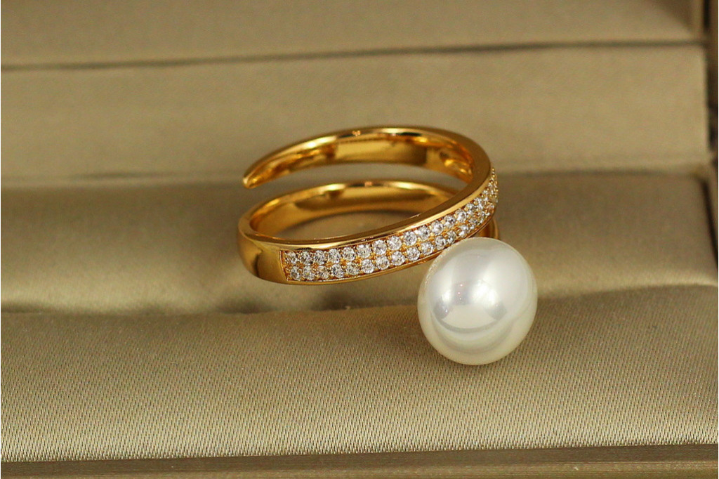 Кільце Xuping Jewelry Перлова спіраль розсувне р 18 золотисте
