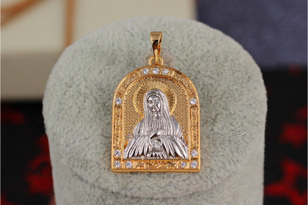 Ладанка Xuping Jewelry у формі арки з камінням пресвята Богородиця 2,5 см комбінована