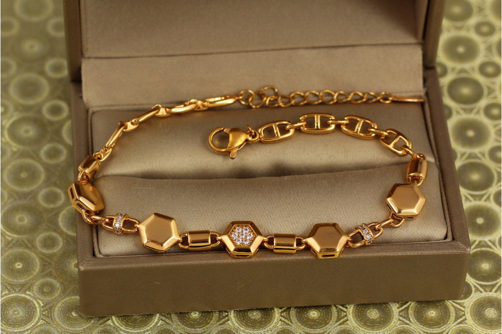 Браслет Xuping Jewelry Шестикутники 17,5 см золотистий