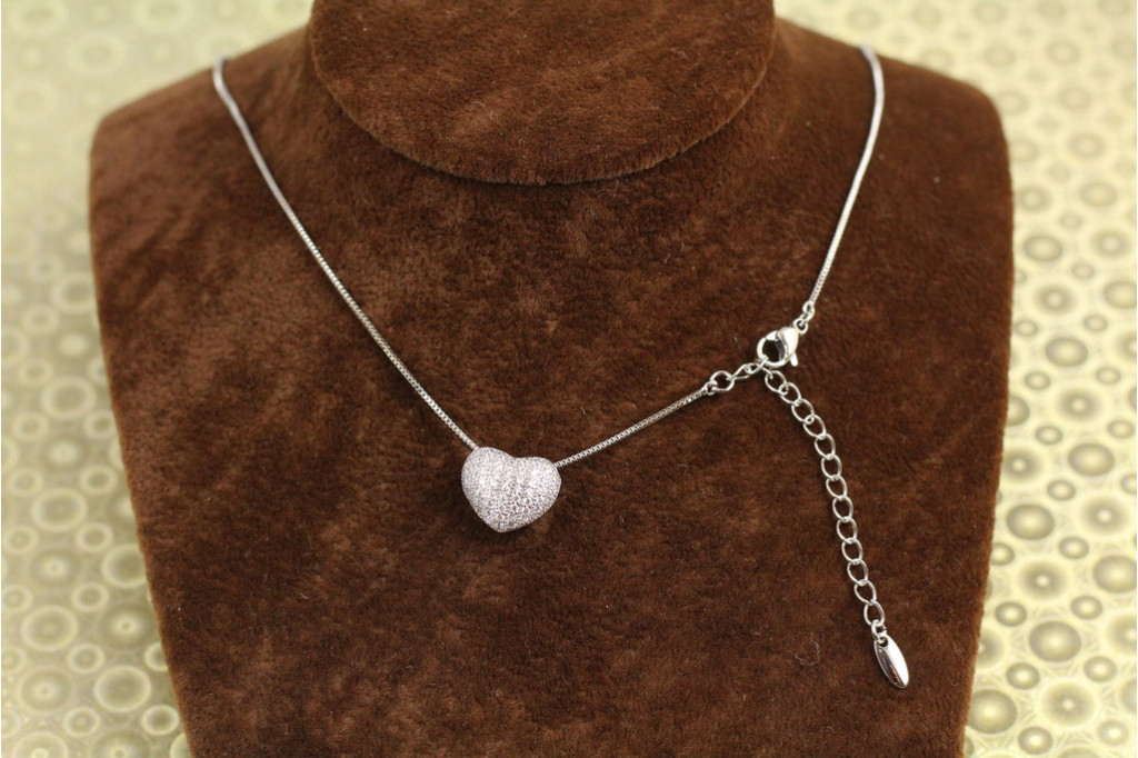 Набір Xuping Jewelry сердечко з камінчиками на ланцюжку 43 см сріблястий
