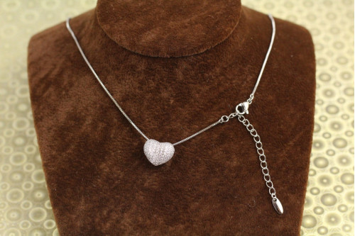 Набір Xuping Jewelry сердечко з камінчиками на ланцюжку 43 см сріблястий