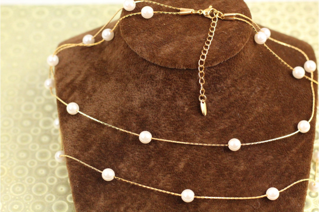 Набір Xuping Jewelry Подвійна цепочка з перлинами 45 см золотистий