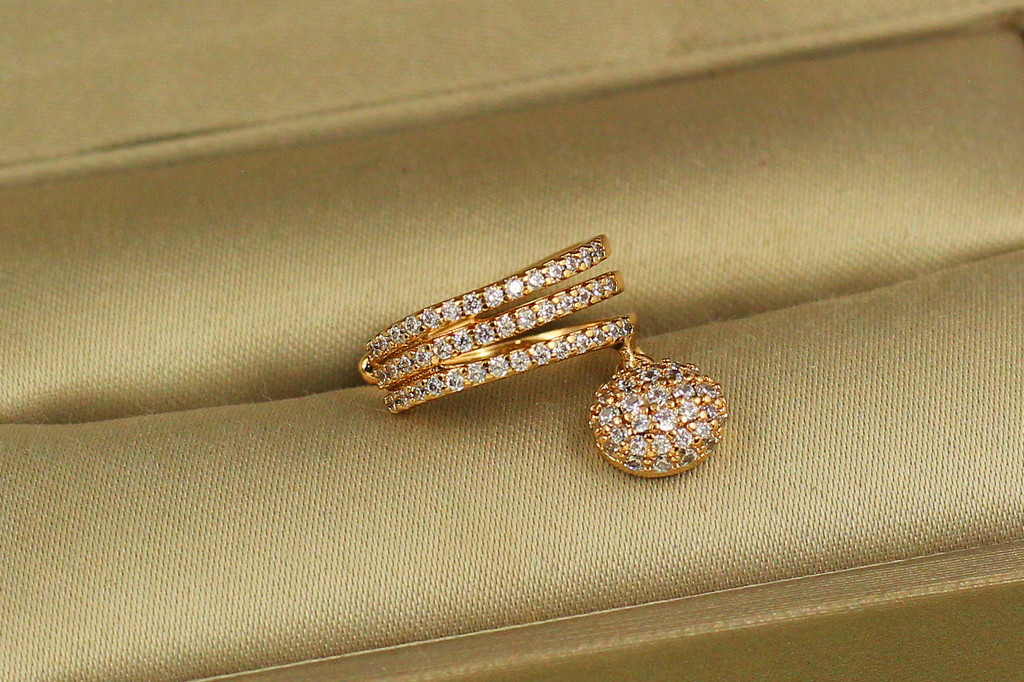 Серьги каффы Xuping Jewelry три дорожки с подвеской 1,5 см золотистые