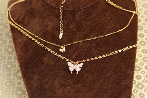 Набір Xuping Jewelry Подвійний ланцюг два метелика 45 см з додатком 5 см золотистий