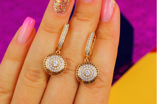 Серьги подвески Xuping Jewelry Версаче 3 см золотистые