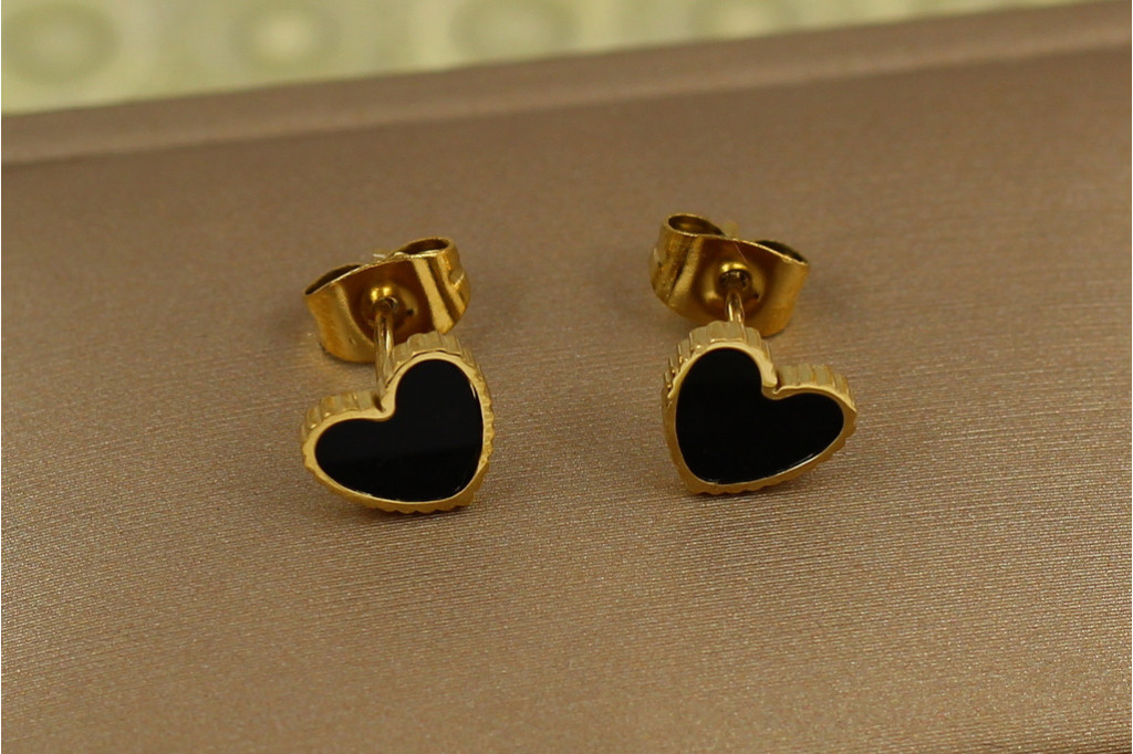 Сережки гвоздики Xuping Jewelry сердечки із чорнінням 7 мм лимонні