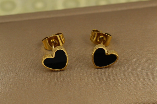 Сережки гвоздики Xuping Jewelry сердечки із чорнінням 7 мм лимонні