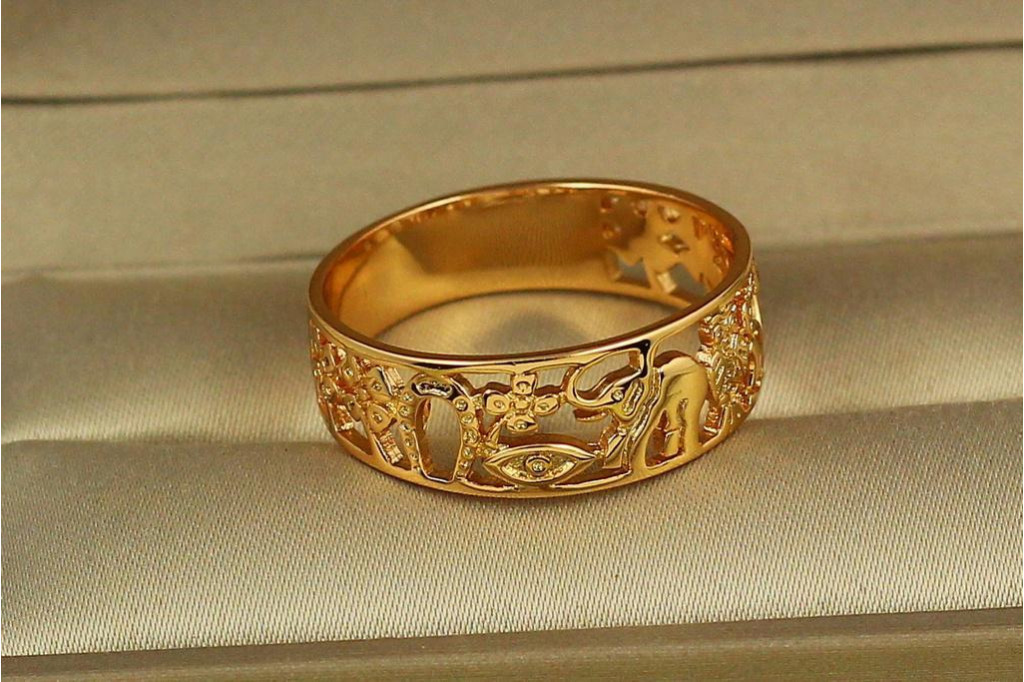 Кольцо Xuping Jewelry резной слоник р 19  золотистое