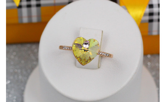 Кільце Xuping Jewelry сердечко Сваровскі біле хамелеон р 19 золотисте