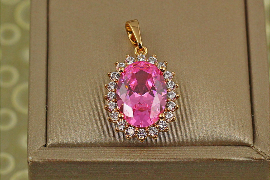 Кулон Xuping Jewelry Ежевика с розовым 2 см золотистый