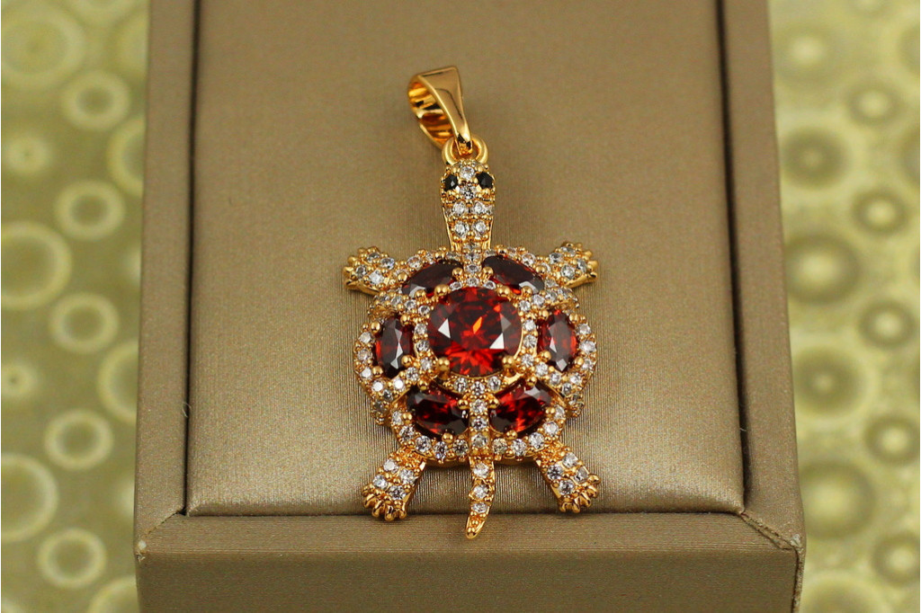 Кулон Xuping Jewelry черепашка із червоним каменем 3,2 см золотистий