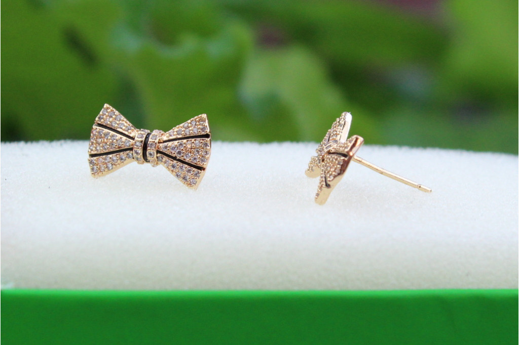 Сережки гвоздики Xuping Jewelry бантики 1.6 см золотисті