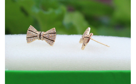 Сережки гвоздики Xuping Jewelry бантики 1.6 см золотисті