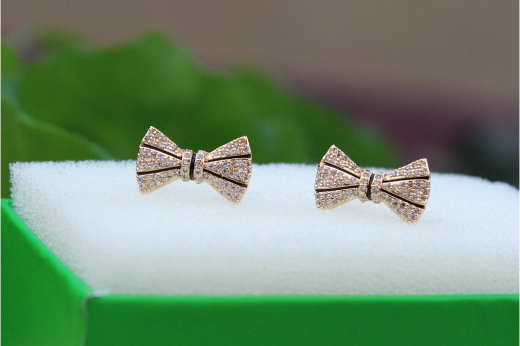 Сережки гвоздики Xuping Jewelry бантики 1.6 см золотисті