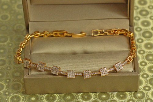 Браслет Xuping Jewelry Сім квадратів 17 см 5 мм золотистий