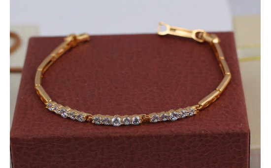 Браслет Xuping Jewelry з трьома ланками по п'ять каменів 17 см 3 мм золотистий