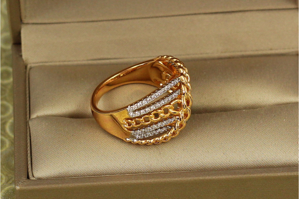 Кольцо Xuping Jewelry Королевская цепь с родием р 16 золотистое