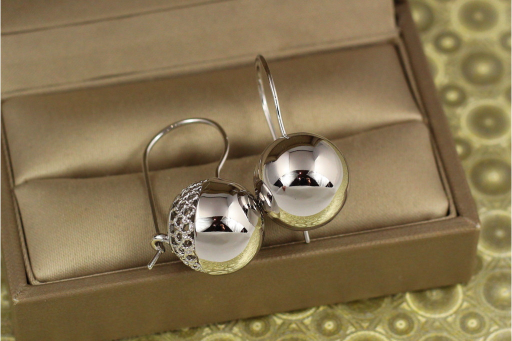 Серьги подвески Xuping Jewelry Шары 3,5 см серебристые