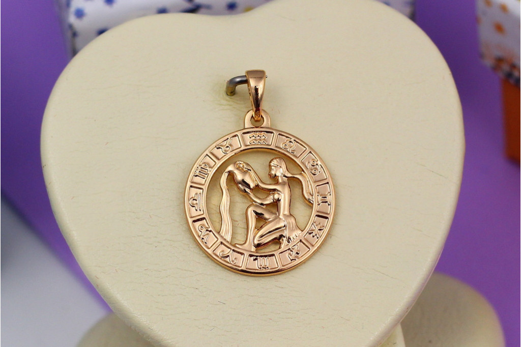 Кулон зодиак Xuping Jewelry водолей 2 см золотистый