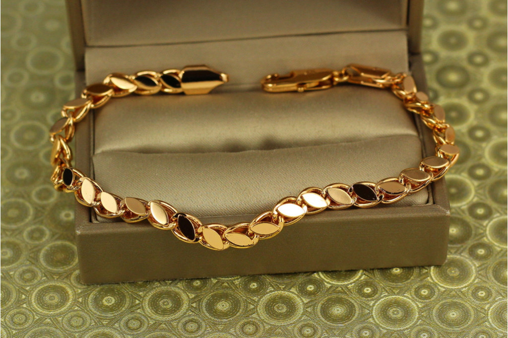 Браслет Xuping Jewelry Серпантин із мигдальними пластинами гурмета 20 см 5 мм золотистий