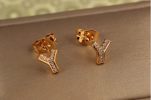 Серьги гвоздики Xuping Jewelry буква Y 8 мм  золотистые