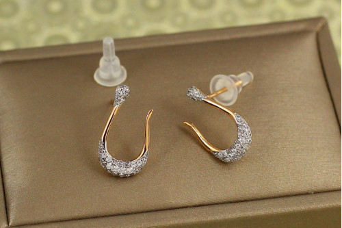 Серьги гвоздики Xuping Jewelry подкова с родием 1,7 см золотистые