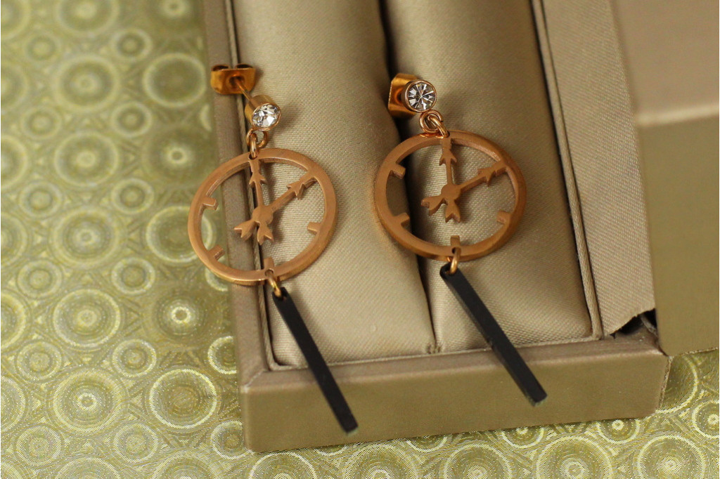Серьги подвески Xuping Jewelry часы 5 см золотистые
