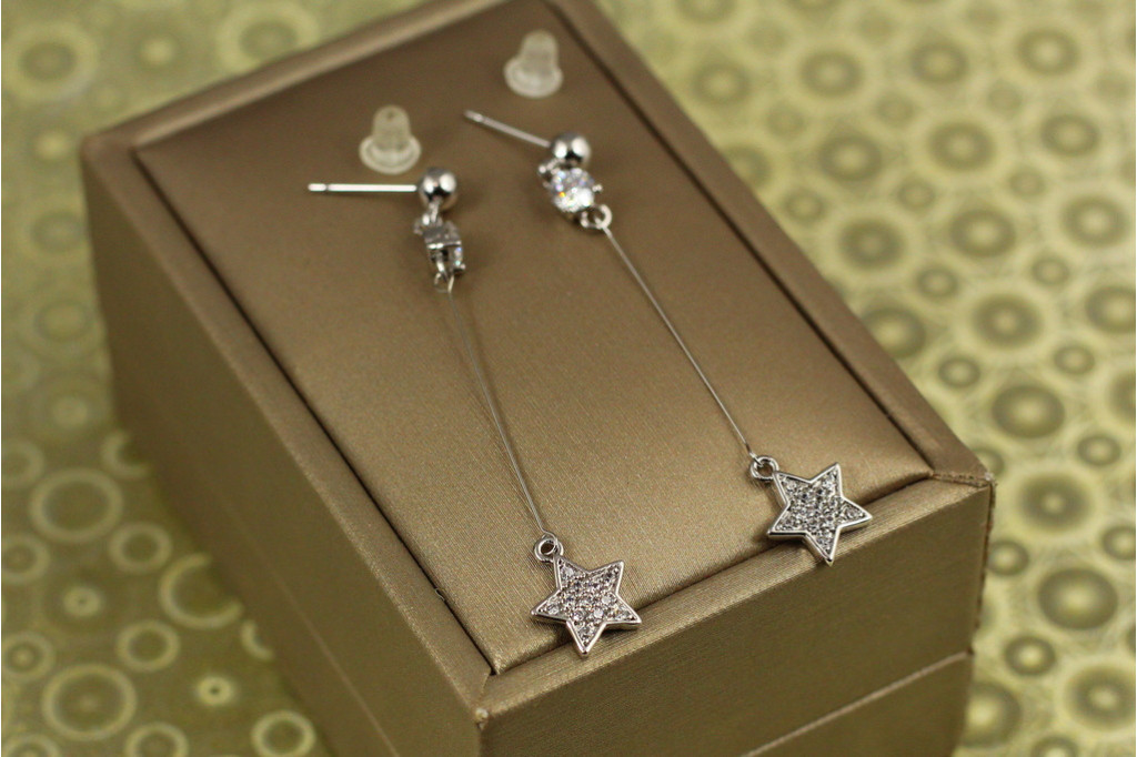 Сережки підвіски Xuping Jewelry зірки 5,3 см сріблясті
