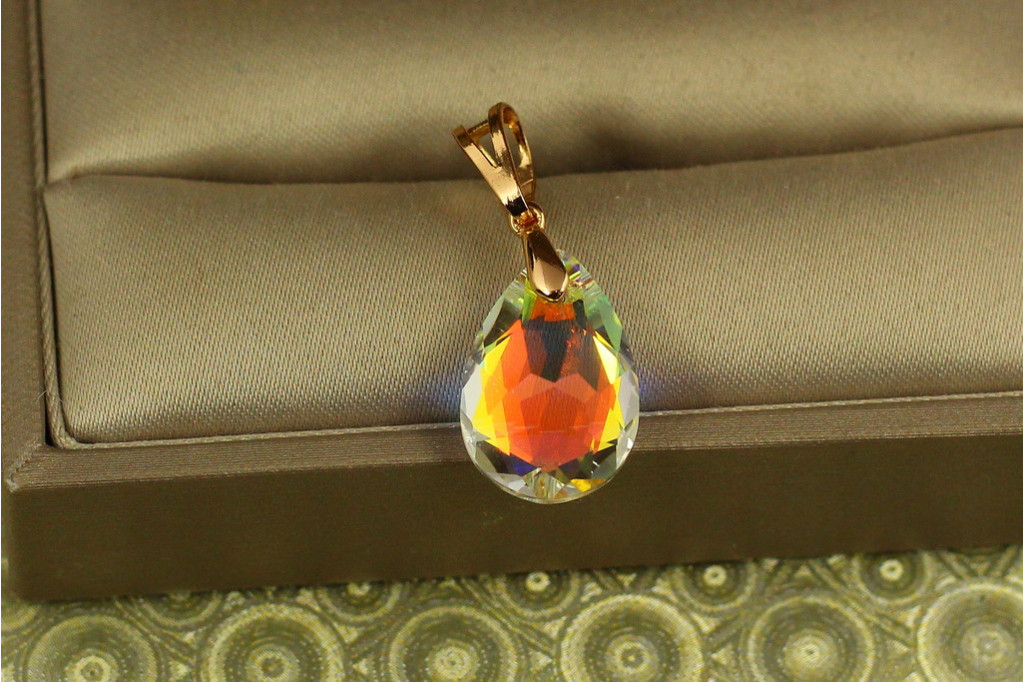 Кулон Xuping Jewelry Большая капля с желтым камнем Сваровски 1,9 см золотистый
