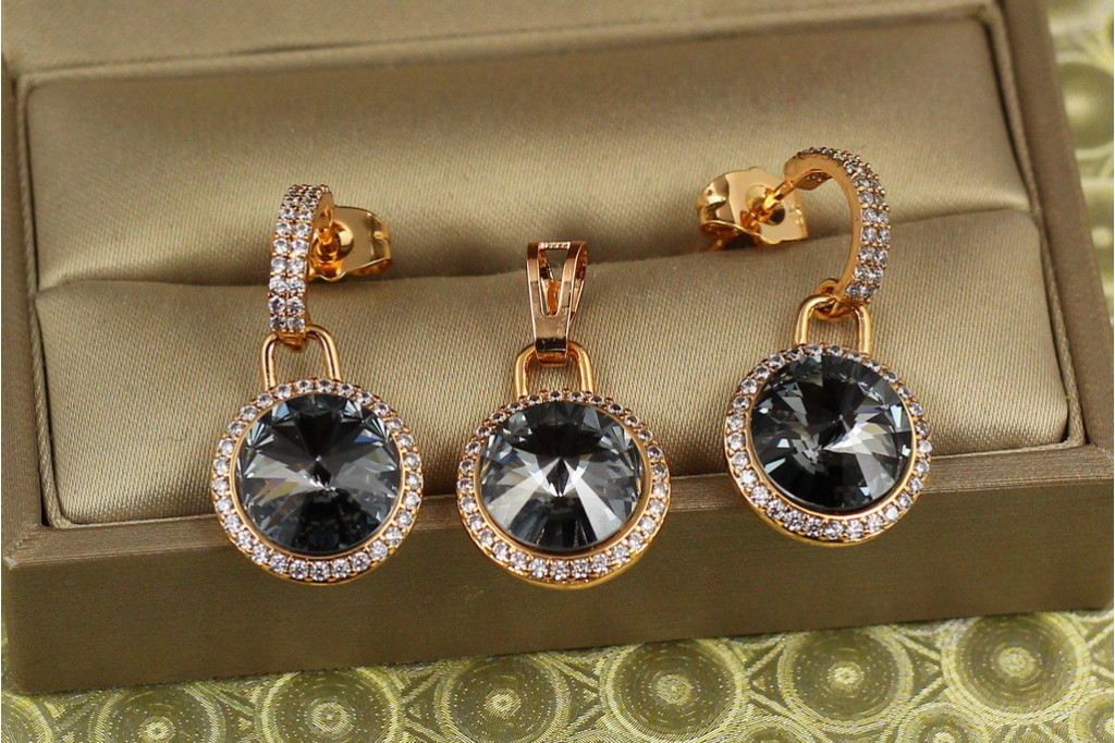 Набір Xuping Jewelry Романс із чорними каменями золотистий
