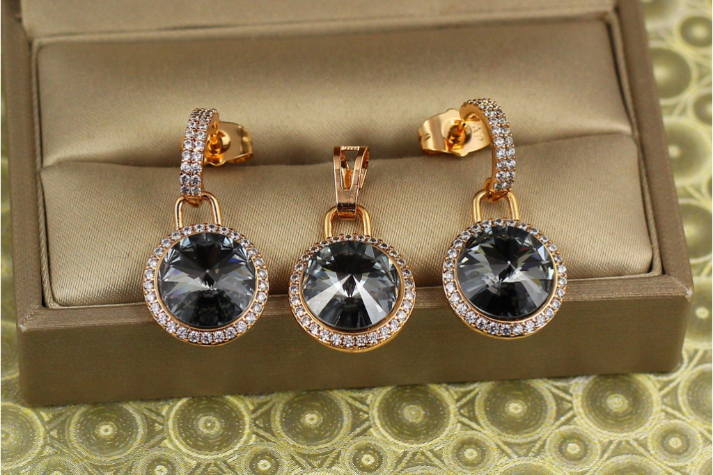 Набір Xuping Jewelry Романс із чорними каменями золотистий