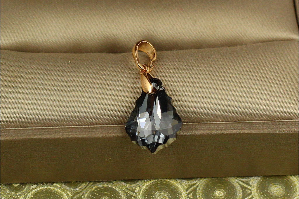 Кулон Xuping Jewelry Греза Сваровски черный камень 1,9 см золотистый