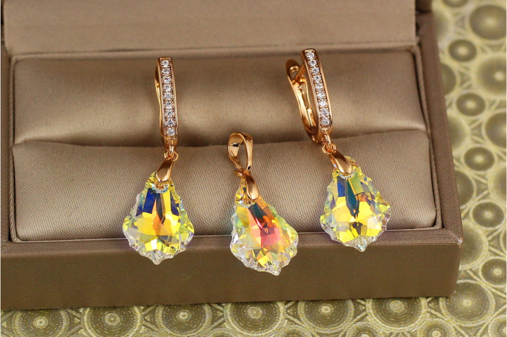 Набір Xuping Jewelry Греза Сваровскі жовтий камінь золотистий