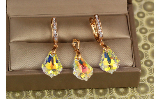 Набір Xuping Jewelry Греза Сваровскі жовтий камінь золотистий