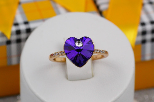 Кільце Xuping Jewelry сердечко Сваровскі синє р 18 золотисте