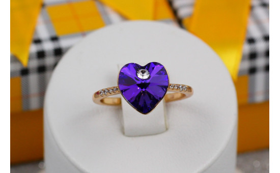 Кільце Xuping Jewelry сердечко Сваровскі синє р 18 золотисте
