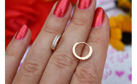 Серьги Xuping Jewelry колечки с камнями в 2 ряда 1,2 см золотистые