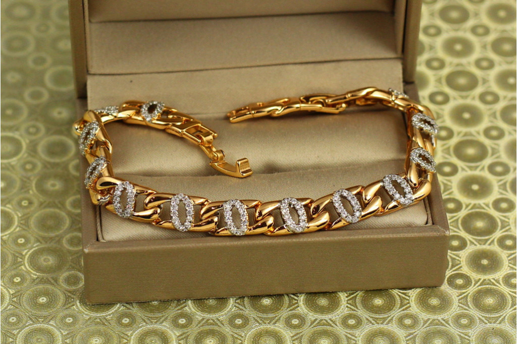Браслет Xuping Jewelry Пульс з родієм 17 см 8 мм золотистий