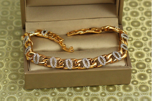 Браслет Xuping Jewelry Пульс з родієм 17 см 8 мм золотистий