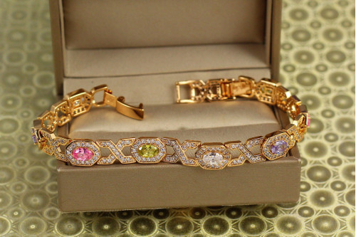 Браслет Xuping Jewelry Вічність з  різнокольоровими каменями 17 см 8 мм золотистий