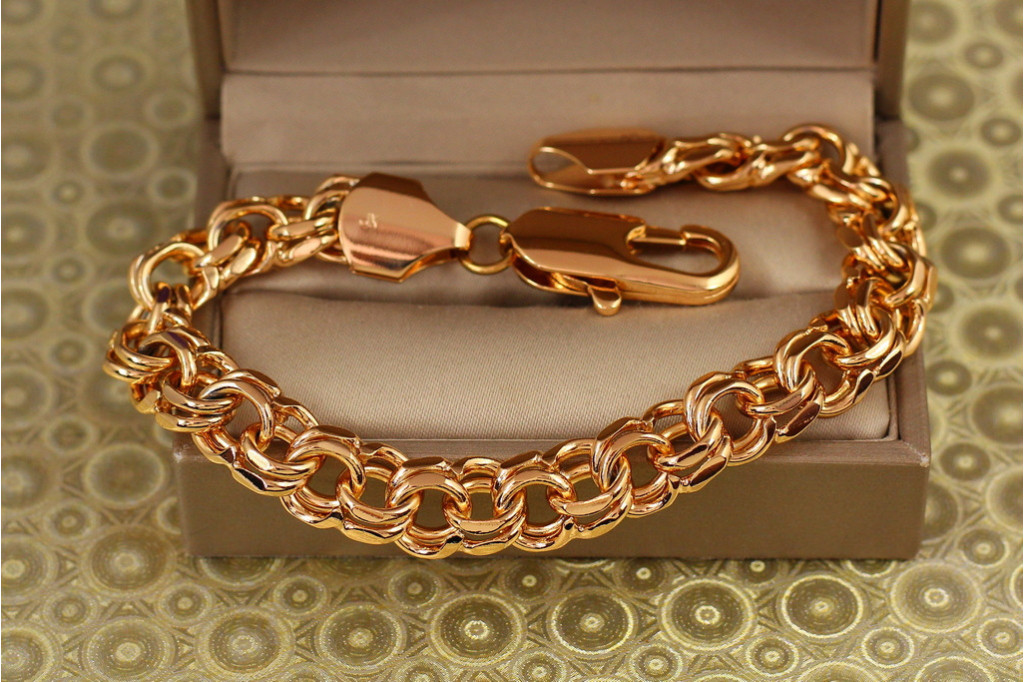 Браслет Xuping Jewelry круглый бисмарк 22 см 10 мм золотистый